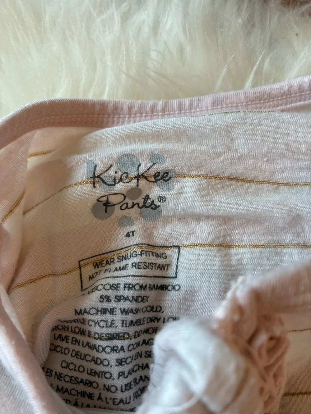 Kickee Pants Pink White Striped Ruffle Long Sleeve Pajama Jumper • Size 4T